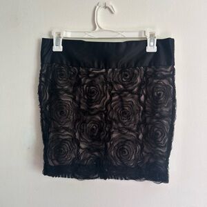 Elegant Black Floral Skirt
